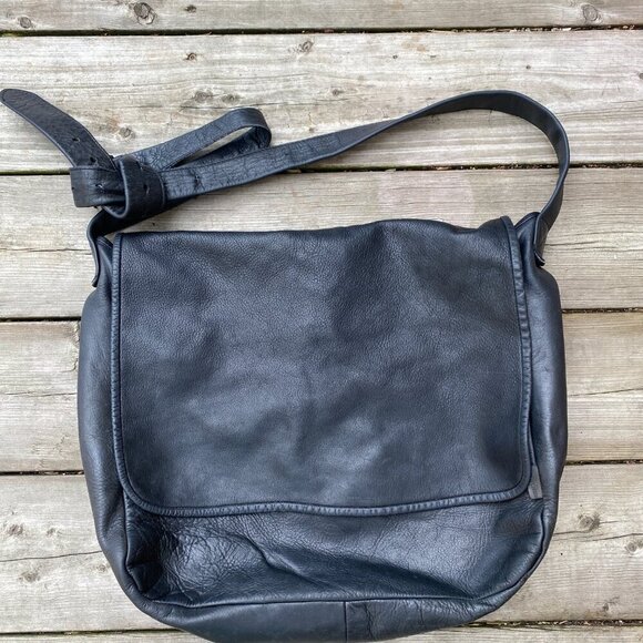 Vintage 90s M0851 Genuine Leather Handbag Purse Black - Picture 5 of 14